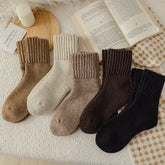 Women’s Winter Crew Socks | Thick Terry & Fleece Lined | Warm Snow Socks in Melange Colors - 5 Pairs / One Size