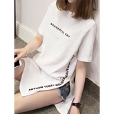 WONDERFUL DAY” Print Summer T-Shirt – Women’s Loose Short Sleeve Slit Top