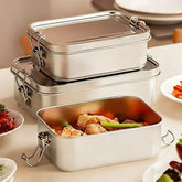 Stainless Steel Bento Box: Portable Metal Lunch Box with Lockable Clips for Kids & Adults - 850ml / 850ml