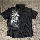 Y2K Black Affliction Retro T-Shirt - Harajuku Gothic Skull & Holy Writ Print Short Sleeve Tee - high quality1 / XXL
