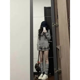 Y2K Gray V-Neck Sweater for Women – Autumn Winter Slim Fit Knitted Pullover