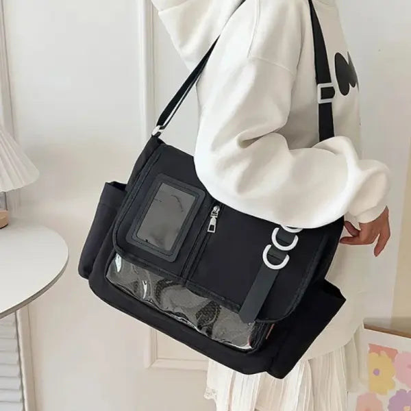 Y2K Japanese transparent itabag shoulder bag with DIY badge display