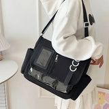Y2K Japanese transparent itabag shoulder bag with DIY badge display