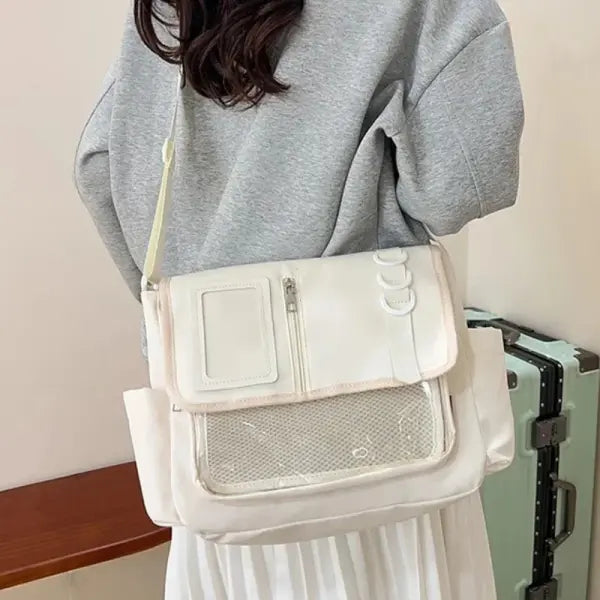 Y2K Japanese transparent itabag shoulder bag with DIY badge display