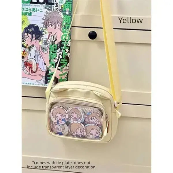 Y2K Japanese transparent itabag shoulder bag with DIY badge display - Yellow-Small Bag