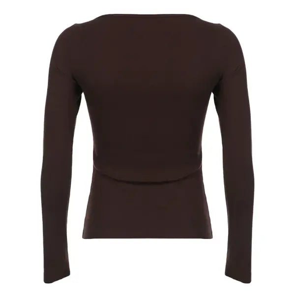 Women’s Y2K Long Sleeve Knitted Top – O-Neck Regular Fit Casual Tee