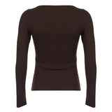 Women’s Y2K Long Sleeve Knitted Top – O-Neck Regular Fit Casual Tee