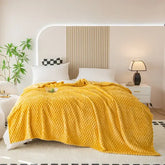Yellow Plaid Solid Blanket Soft Warm Fluffy Throw Blanket Sofa Cover Milk Velvet Bedspread Bed for Adults Kids Pet Home