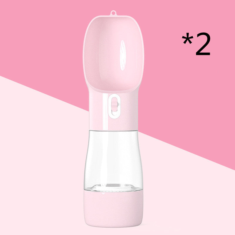Portable Pet Food and Water Dispenser for Dogs and Cats - 2pc Pink