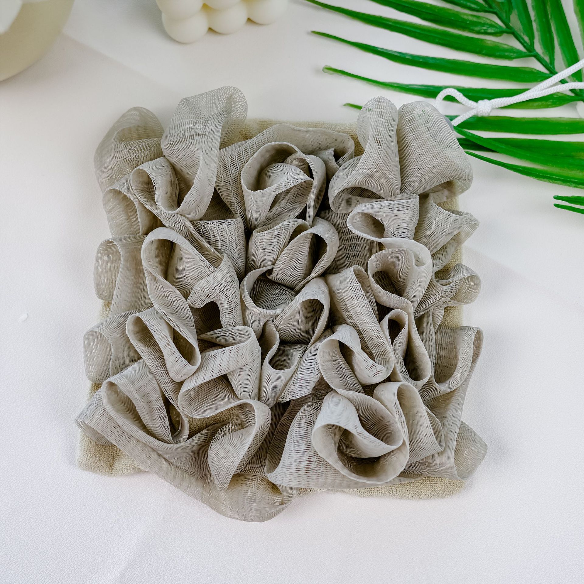 Two-in-one Foaming Net Ball Can Not Disperse Soap Foaming Net - Khaki / 17x17cm