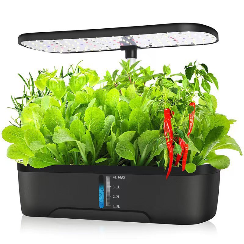 Full Spectrum Led Grow Light Intelligent Hydroponic Planter Vegetable Planting Machine - 12 Hole Black / AU