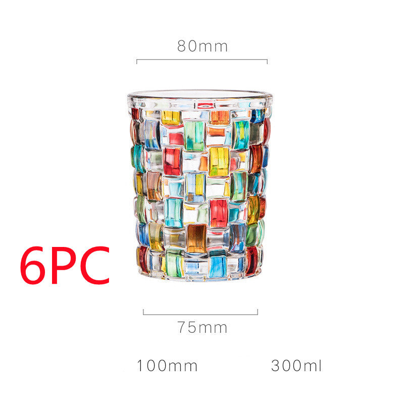 European Style New Enamel Whisky Glass With Colorful Woven Pattern - 9 Style / 6PCS - Hair Remover