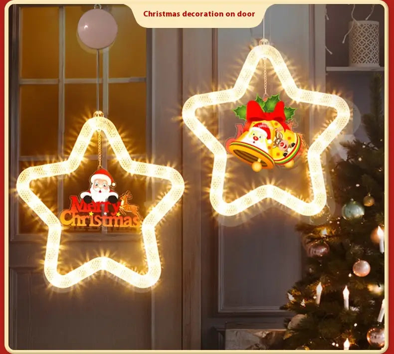 Christmas LED Star Pendant Lights for Holiday Window Decoration