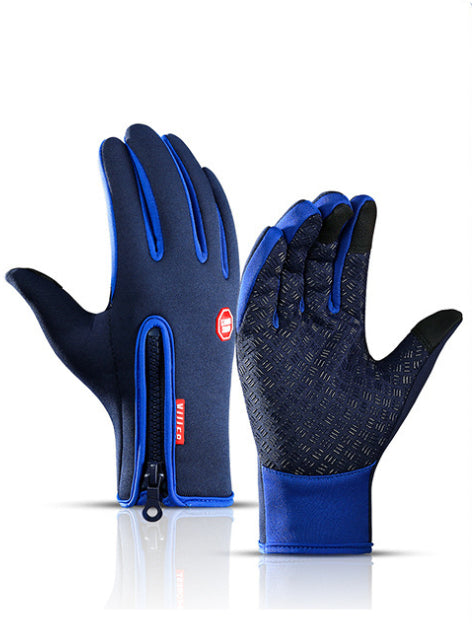 Winter Fleece Antiskid Motorcycle and Sports Riding Gloves - Blue / L