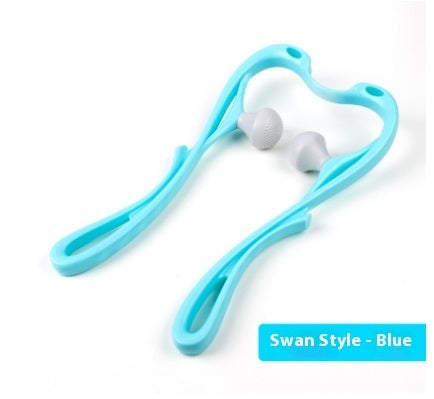 Multifunctional Manual Six-wheel Neck Massager Massage Relieve Roller Massage Tool - Swan Blue