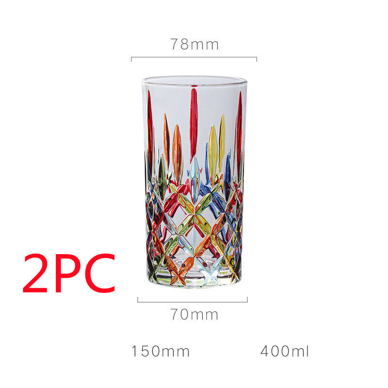 European Style New Enamel Whisky Glass With Colorful Woven Pattern - 8 Style / 2PCS - Hair Remover