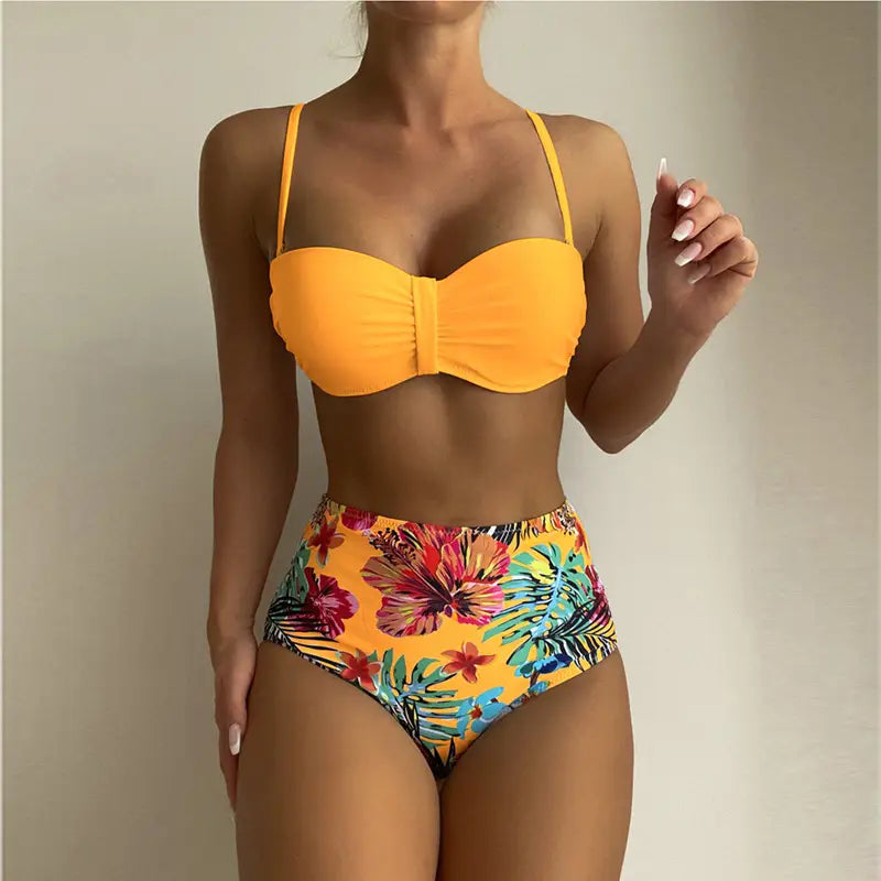 Floral Print Swimsuit - Spaghetti Strap Bikini & 2 Piece Swimsuits