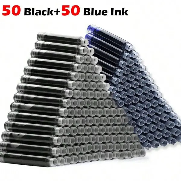 1-100Pcs/Set Retro Metal Fountain Pen Replaceable Ink Elegant Gift for Writing Stationery Office School Supplies