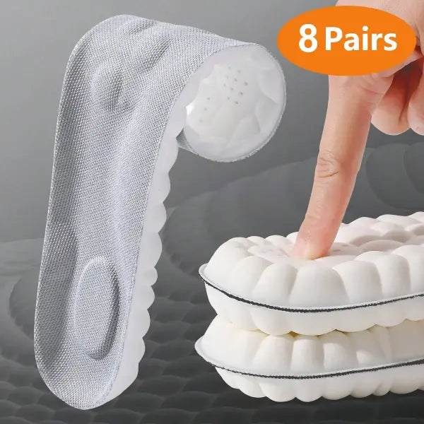 Latex Sport Insoles Arch Support Breathable Shock Absorption Shoe Pads - 8pairs-Grey / EU43-44