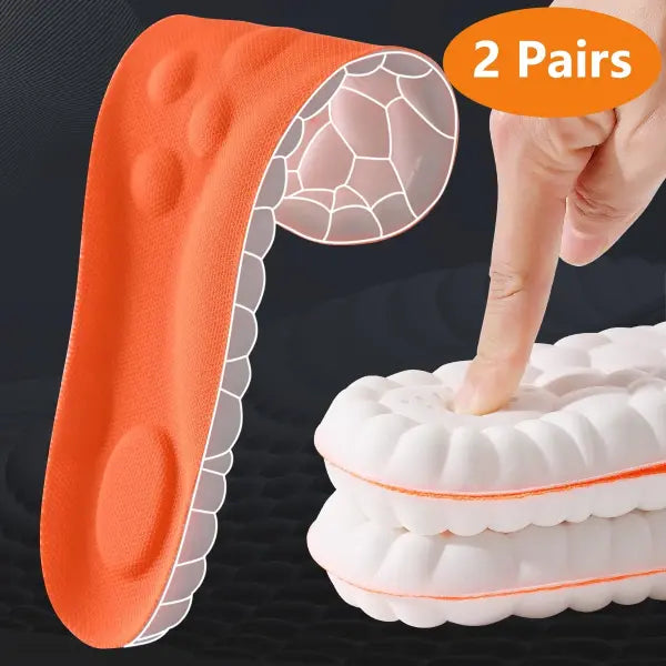 Latex Sport Insoles Arch Support Breathable Shock Absorption Shoe Pads - 2pairs-Orange / EU43-44