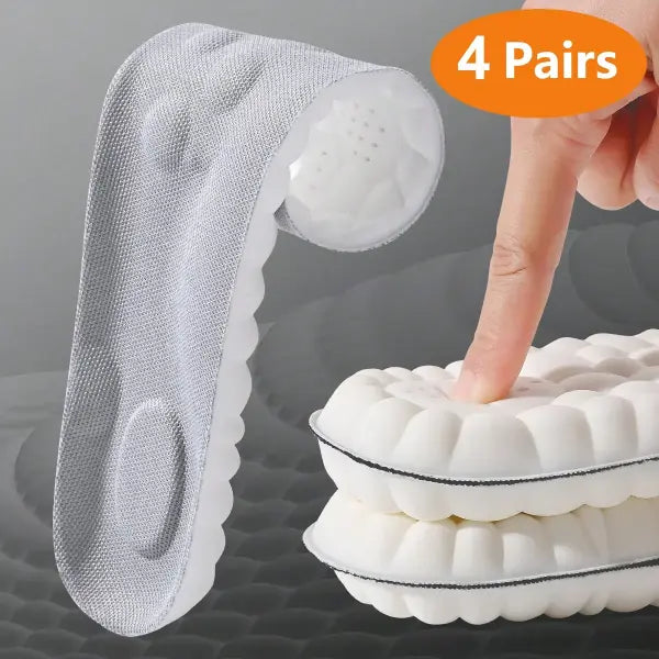 Latex Sport Insoles Arch Support Breathable Shock Absorption Shoe Pads - 4pairs-Grey / EU45-46