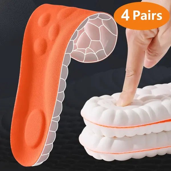 Latex Sport Insoles Arch Support Breathable Shock Absorption Shoe Pads - 4pairs-Orange / EU45-46