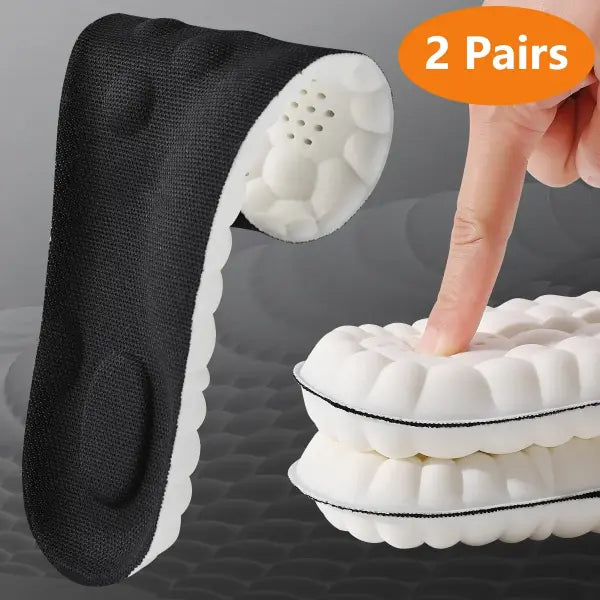 Latex Sport Insoles Arch Support Breathable Shock Absorption Shoe Pads - 2pairs-Black / EU35-36