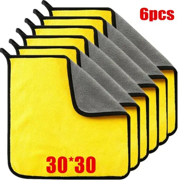 1/2/6pcs Microfiber Cleaning Towel Thicken Soft Drying Cloth Car Body Washing Towels Double Layer Clean Rags Car