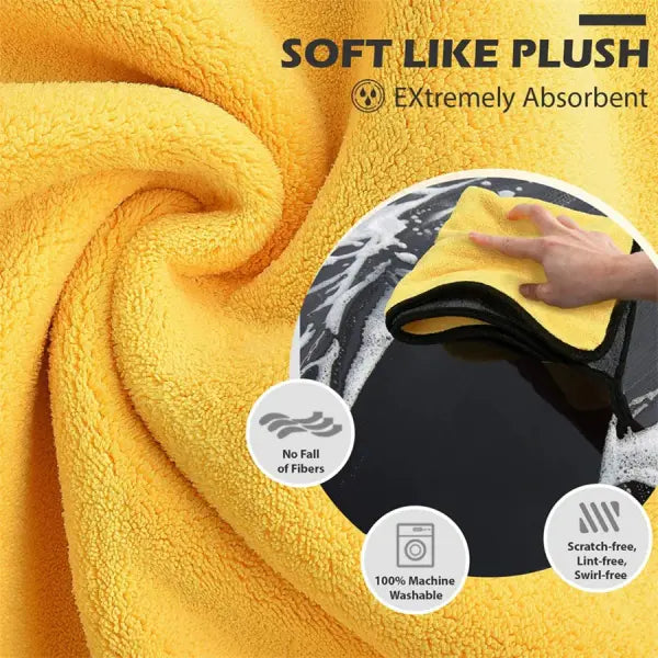 1/2/6pcs Microfiber Cleaning Towel Thicken Soft Drying Cloth Car Body Washing Towels Double Layer Clean Rags Car