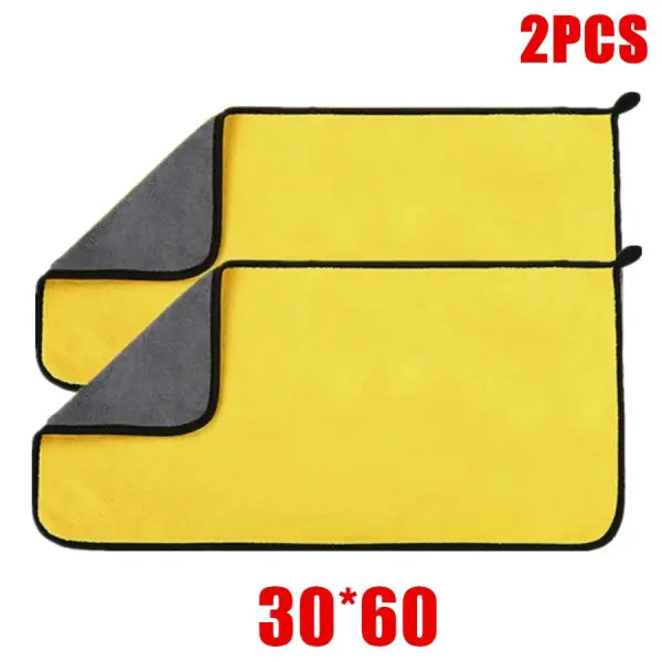 1/2/6pcs Microfiber Cleaning Towel Thicken Soft Drying Cloth Car Body Washing Towels Double Layer Clean Rags Car