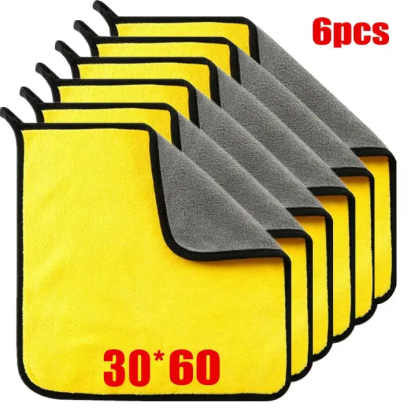 1/2/6pcs Microfiber Cleaning Towel Thicken Soft Drying Cloth Car Body Washing Towels Double Layer Clean Rags Car