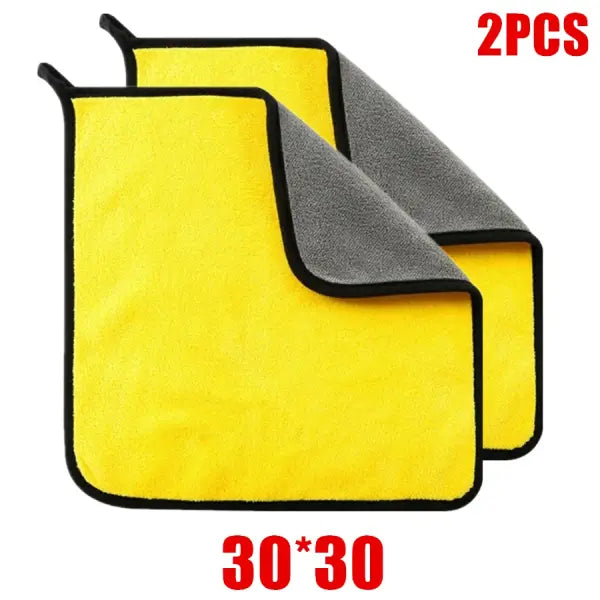 1/2/6pcs Microfiber Cleaning Towel Thicken Soft Drying Cloth Car Body Washing Towels Double Layer Clean Rags Car