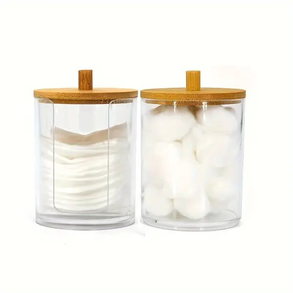 1/2 Pcs Acrylic Makeup Organizer Clear Round Cotton Pad & Swab Holder Dustproof Cosmetic Storage Box for Cotton Balls &