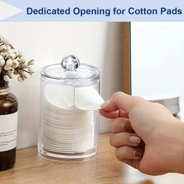1/2 Pcs Acrylic Makeup Organizer Clear Round Cotton Pad & Swab Holder Dustproof Cosmetic Storage Box for Cotton Balls &