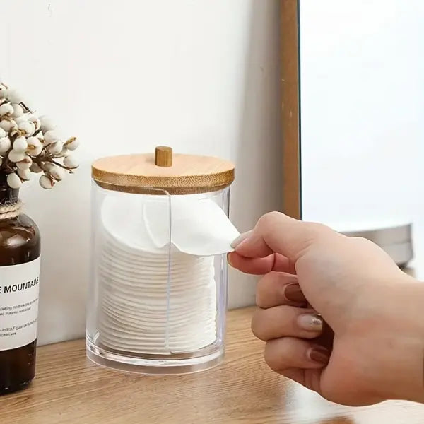 1/2 Pcs Acrylic Makeup Organizer Clear Round Cotton Pad & Swab Holder Dustproof Cosmetic Storage Box for Cotton Balls &
