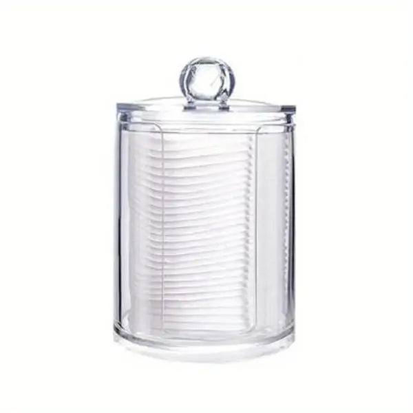1/2 Pcs Acrylic Makeup Organizer Clear Round Cotton Pad & Swab Holder Dustproof Cosmetic Storage Box for Cotton Balls &