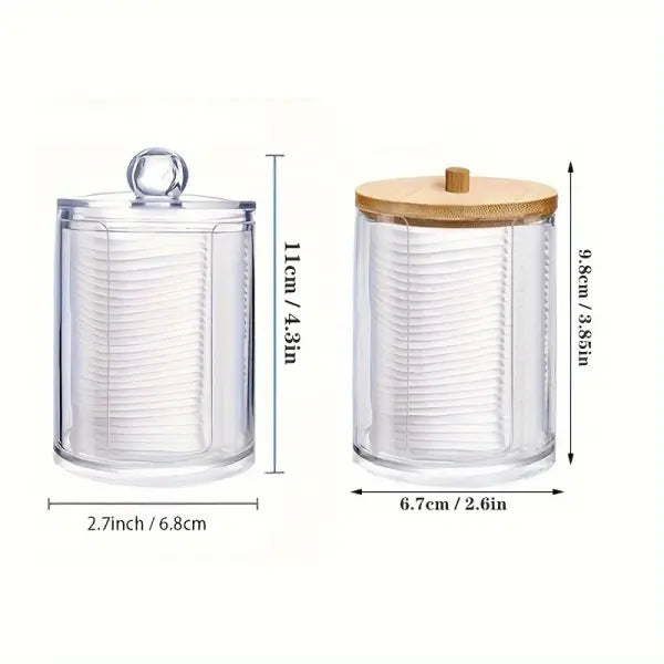 1/2 Pcs Acrylic Makeup Organizer Clear Round Cotton Pad & Swab Holder Dustproof Cosmetic Storage Box for Cotton Balls &