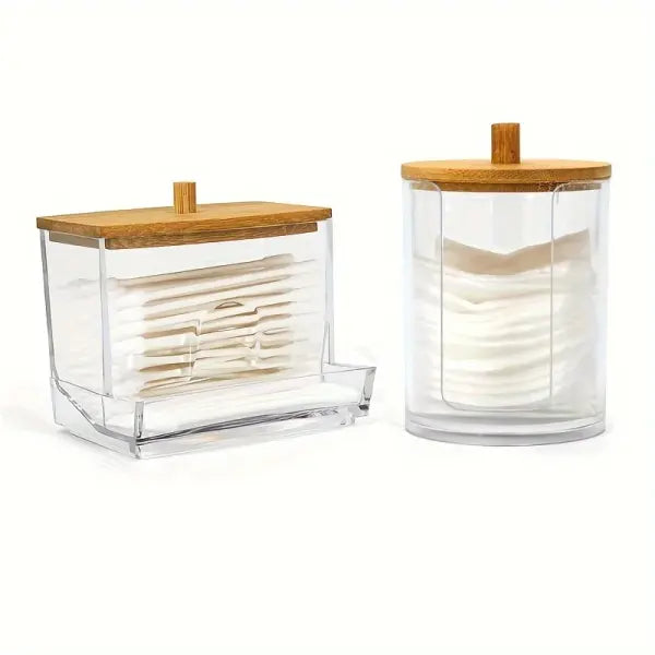 1/2 Pcs Acrylic Makeup Organizer Clear Round Cotton Pad & Swab Holder Dustproof Cosmetic Storage Box for Cotton Balls &