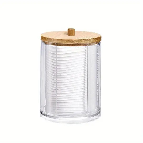 1/2 Pcs Acrylic Makeup Organizer Clear Round Cotton Pad & Swab Holder Dustproof Cosmetic Storage Box for Cotton Balls &