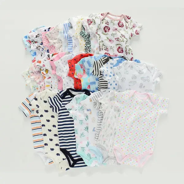 Baby Bodysuit 0–12M – Soft Summer Newborn Romper for Boys & Girls (1–2 Pack)