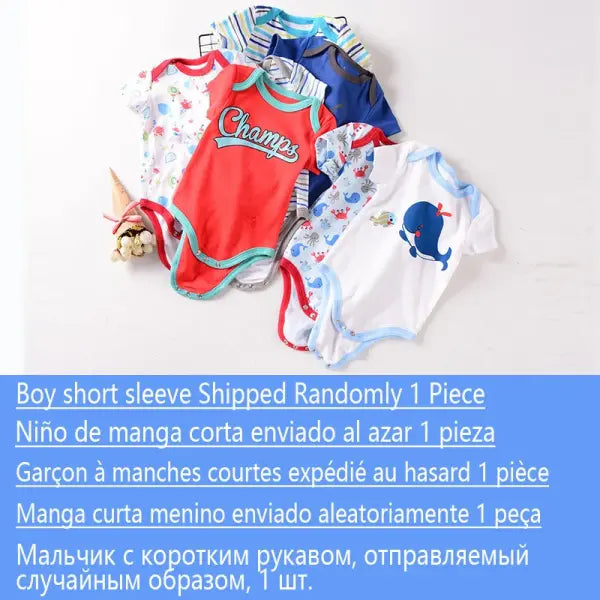 Baby Bodysuit 0–12M – Soft Summer Newborn Romper for Boys & Girls (1–2 Pack) - boy Random 1 Pcs / 3M-0-3month