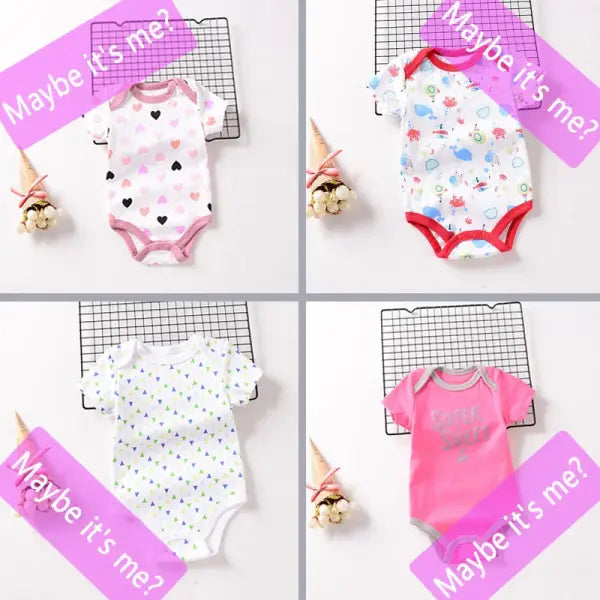Baby Bodysuit 0–12M – Soft Summer Newborn Romper for Boys & Girls (1–2 Pack)