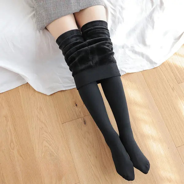 Women’s Fleece Lined Thermal Tights – Winter Pantyhose Black Polar Stockings (1–2pcs) - Black-1pcs / One Size