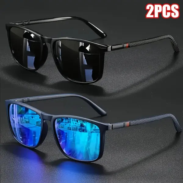 Vintage Polarized Sunglasses Polycarbonate Travel Driving - As Picture(2pcs) 4