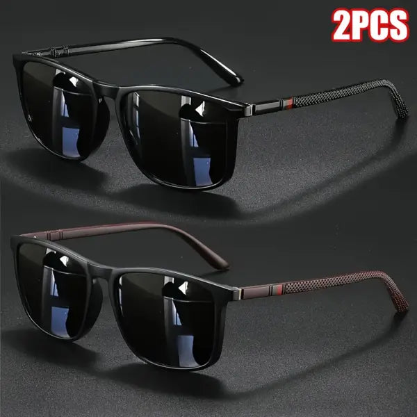 Vintage Polarized Sunglasses Polycarbonate Travel Driving - As Picture(2pcs)