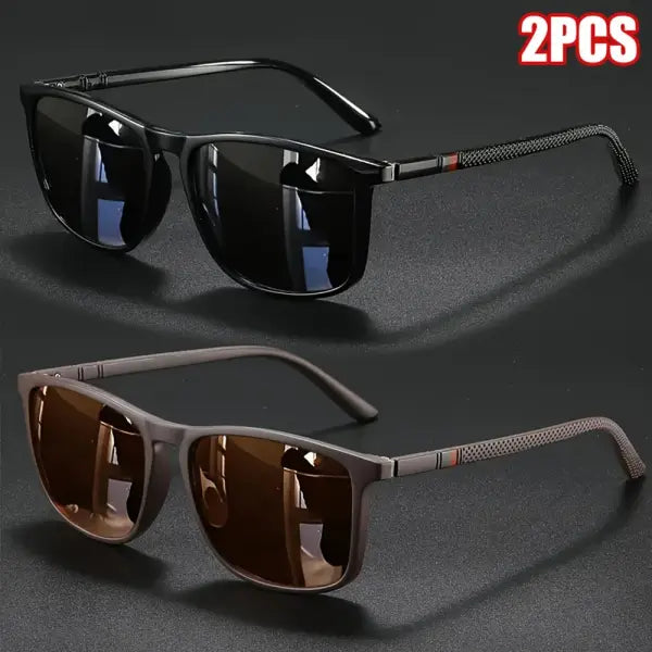 Vintage Polarized Sunglasses Polycarbonate Travel Driving - As Picture(2pcs) 1