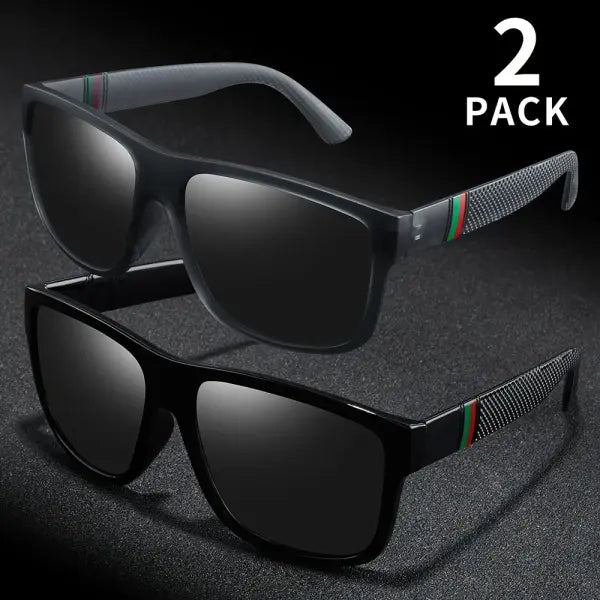 2pcs polarized sunglasses for men (polycarbonate) – fashionable eyewear type - Gray and Black