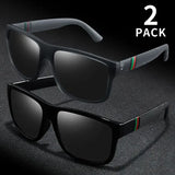 2pcs polarized sunglasses for men (polycarbonate) – fashionable eyewear type - Gray and Black