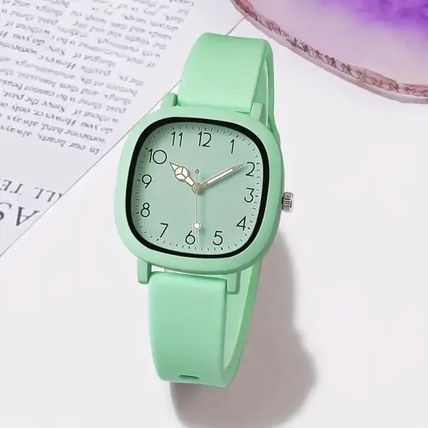10PCS Fashion Silicone Band Women Quartz Watches Set with Arabic Dial - Green
