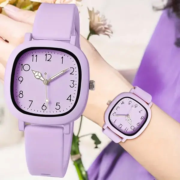 10PCS Fashion Silicone Band Women Quartz Watches Set with Arabic Dial